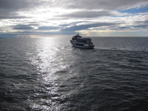 Betsy and I went whale-watching in a ship similar to this one. We saw a number of dolphins and Minke whales. Our guide spoke out against whale-hunting, which is legal but controversial in Iceland.