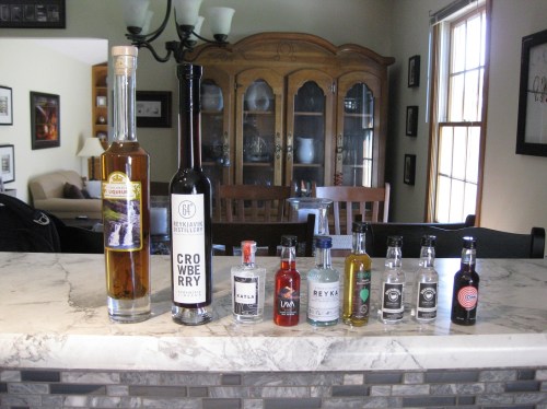 Our haul of duty-free liquor from the land up north. The two clear bottles on the right are Brennivin, the famous Icelandic booze. Of course I can't actually drink any of it right now (depression and such) but a man can dream.